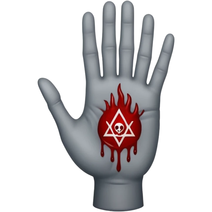 bloody grey hand with an occult symbol on the palm emoji