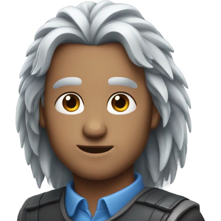 Hot Dad blue eyes long gray feathered hair emoji