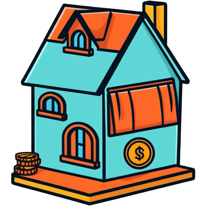 penny coin cut open revealing a cute little character living inside, penny interior decorated like a tiny house with furniture emoji