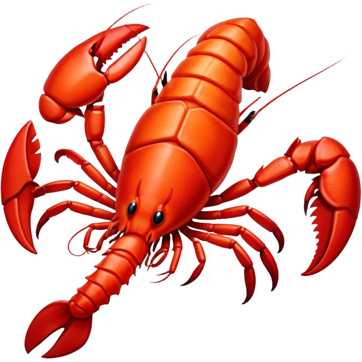 A red lobster crawls along the ocean floor, its vibrant claws ready to pinch anything that comes its way emoji