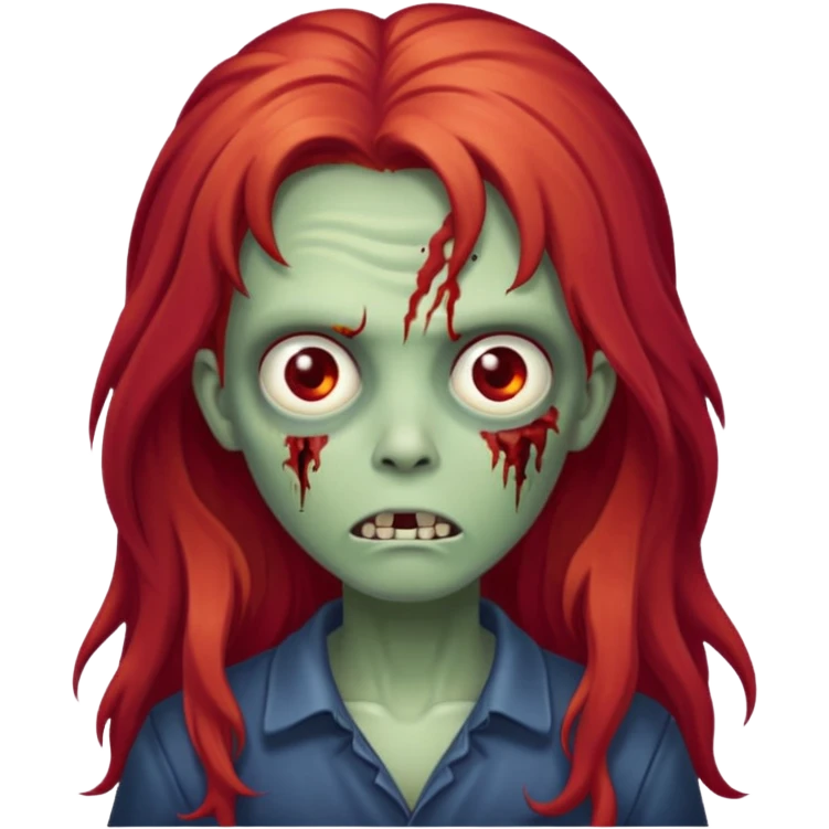 Franja cabelo ruivo comprido zombie fofo emoji