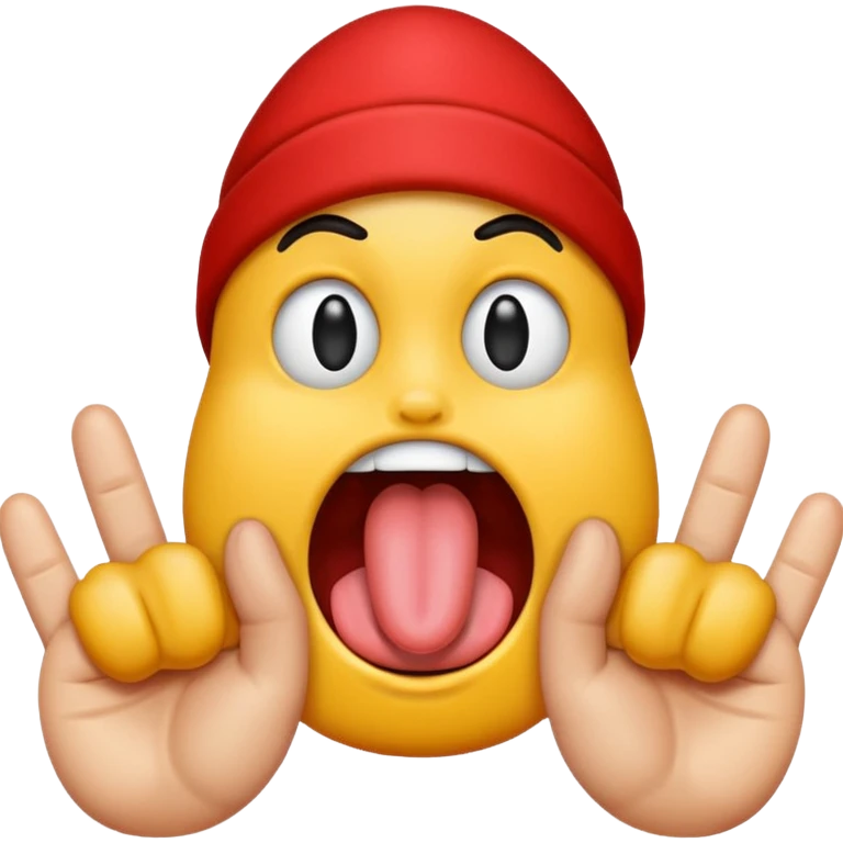 Tongue sticking out between two fingers emoji