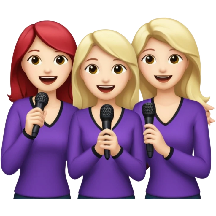 3 amigas en un karaoke cantando todas blancas de piel emoji