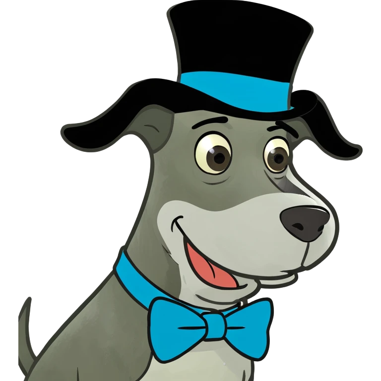 Goofy dog with a top hat  emoji