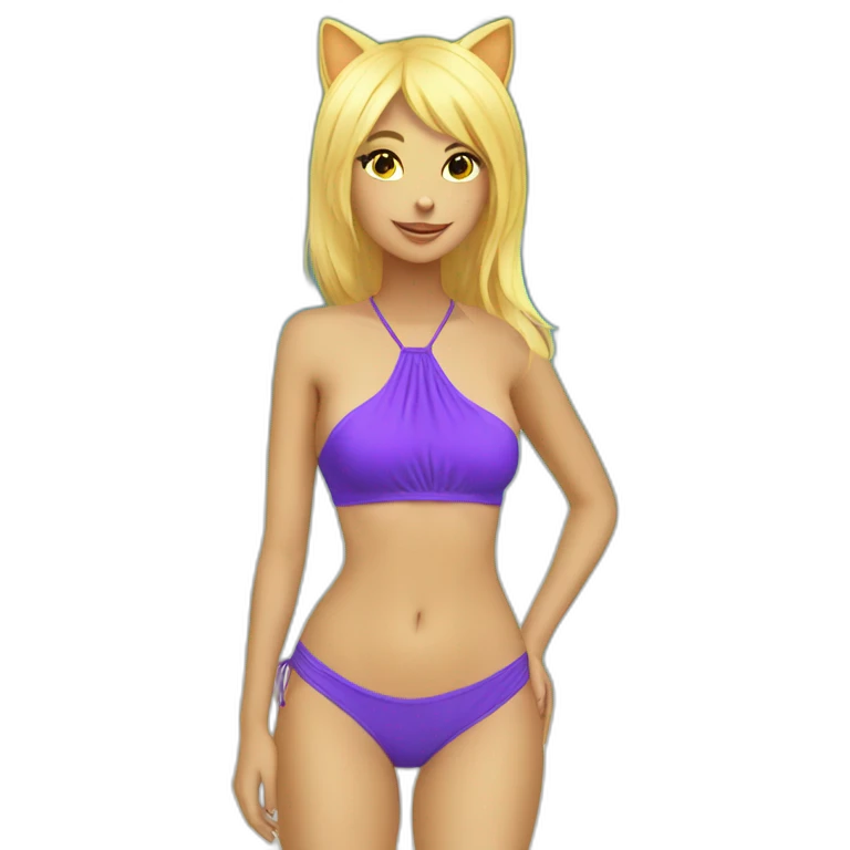 hot catgirl blonde swim suit emoji
