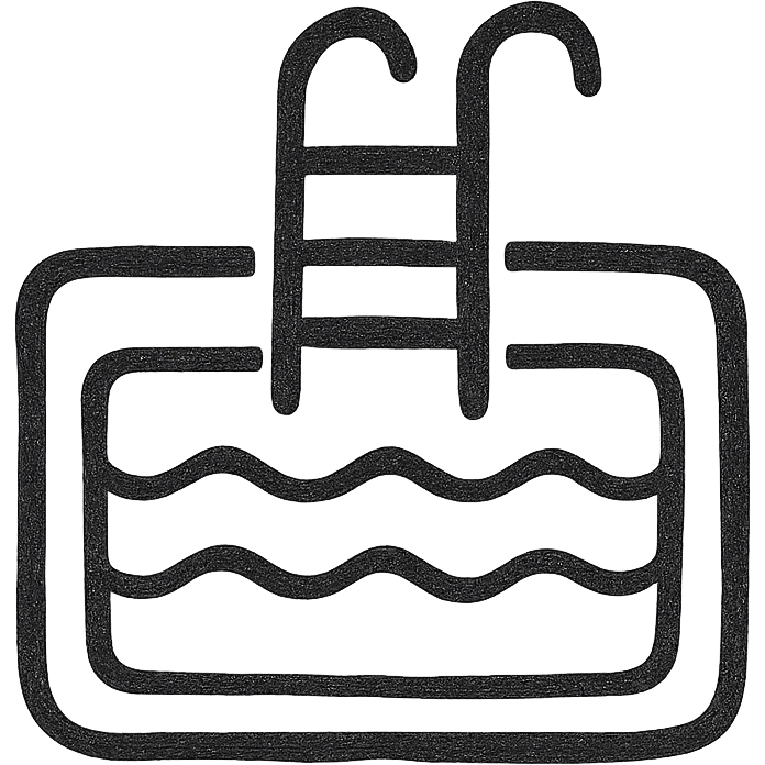 swimming pool, minimalist black outline icon, no fill, simple lines emoji