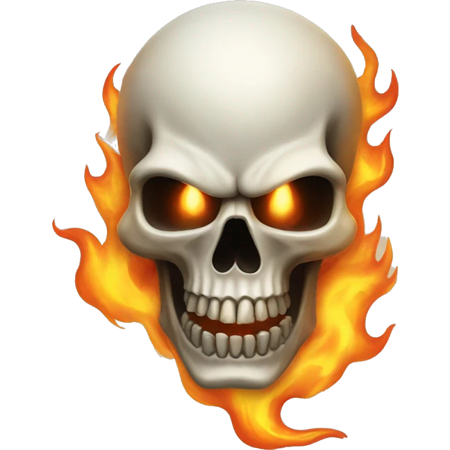 ghost-rider skull in flames emoji