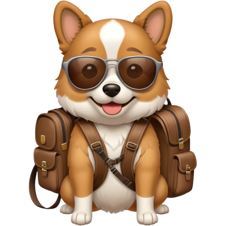 Cane con zaino e occhiali da sole emoji