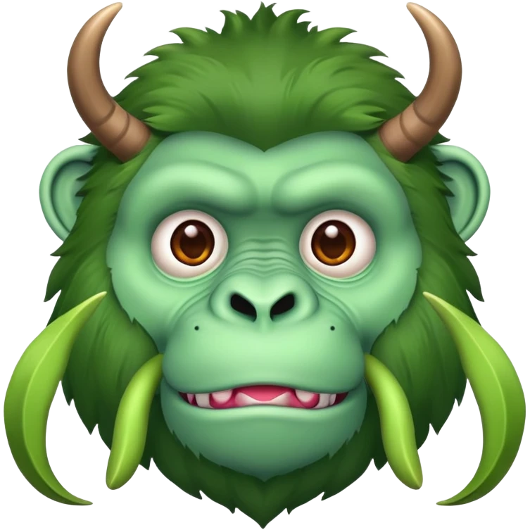 Green gorilla with antlers and no legs emoji