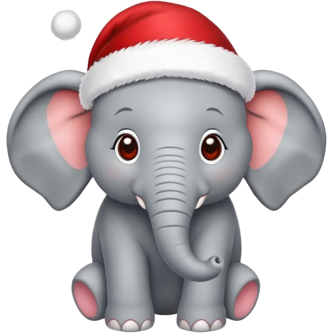 Cute elephant wearing a Santa hat  emoji