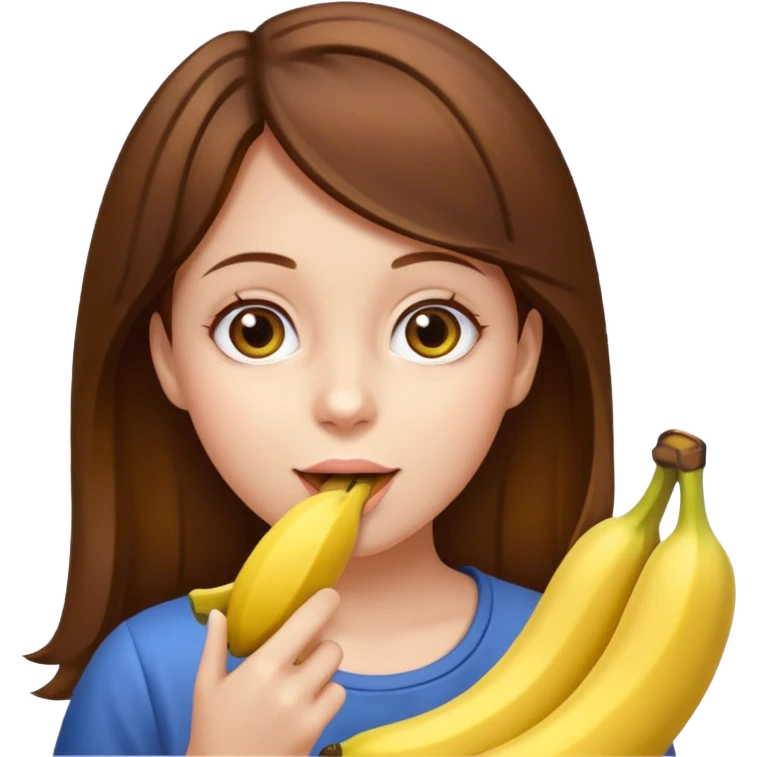 Brown hair Girl eats banana  emoji