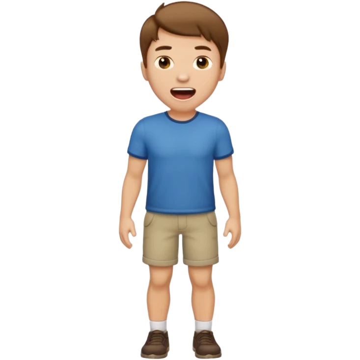 full body white man with mouth open and   emoji