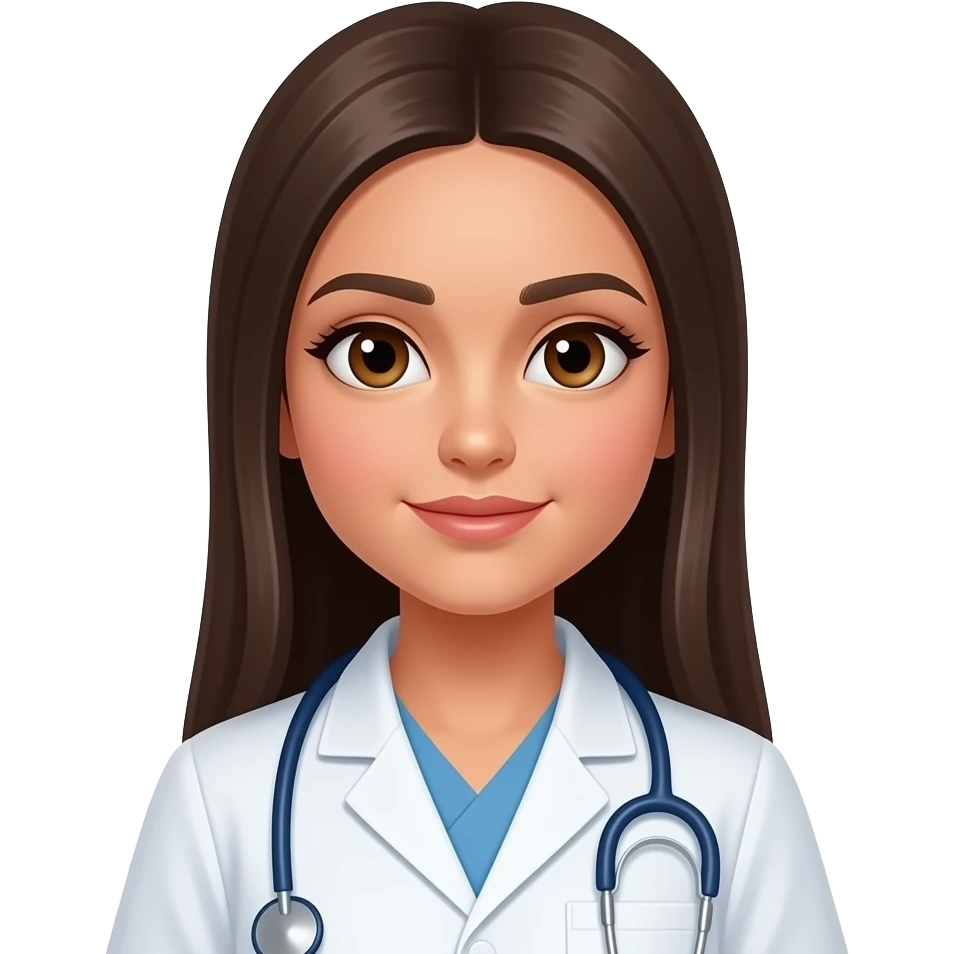 Skinny Brown eyes, long straight hair Persian girl Ultrasound technician emoji