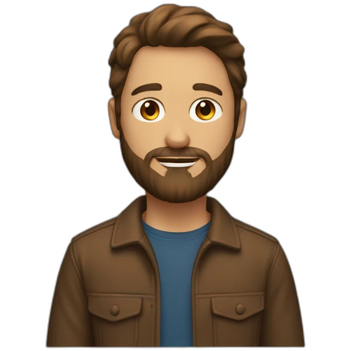 A 35 man with beard and mid hair in brown color. He has also bear and surfer aspect emoji