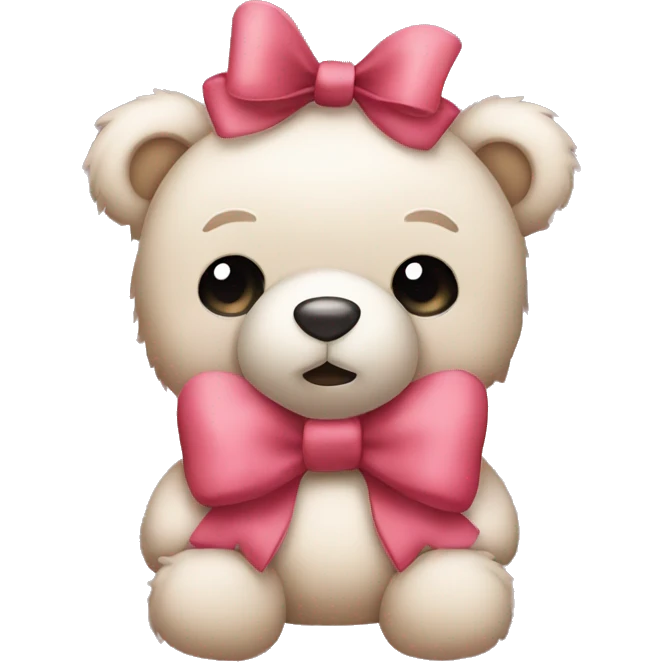 Cute fuzzy teddy bear with a bow emoji