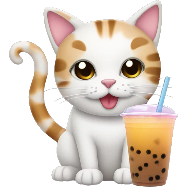 cat drinking bubble tea emoji