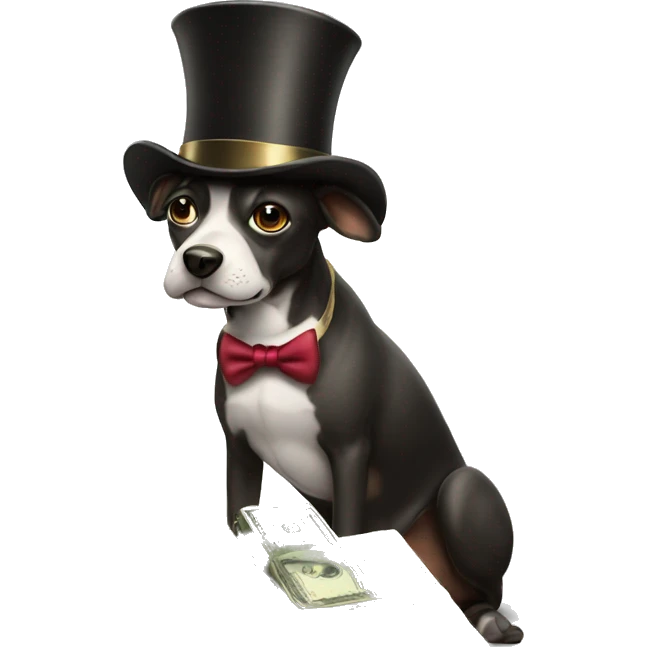Rich dog with tophat and money  emoji