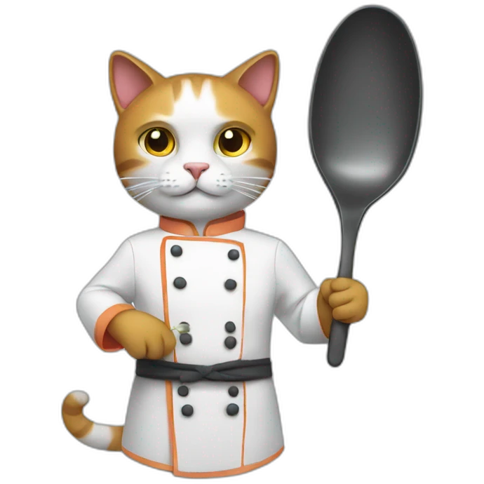 Cat chef with pan emoji