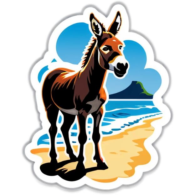 Donkey on the beach in Hawaii  emoji