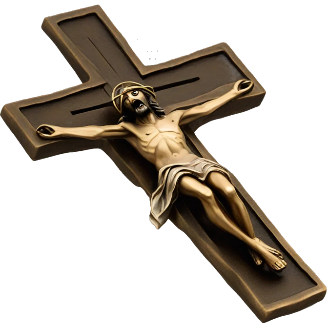 crucifix bronze, flying away christ  emoji