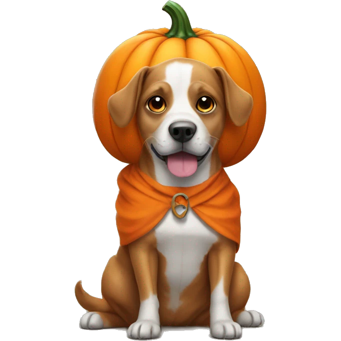 dog wearing a pumpkin costume  emoji