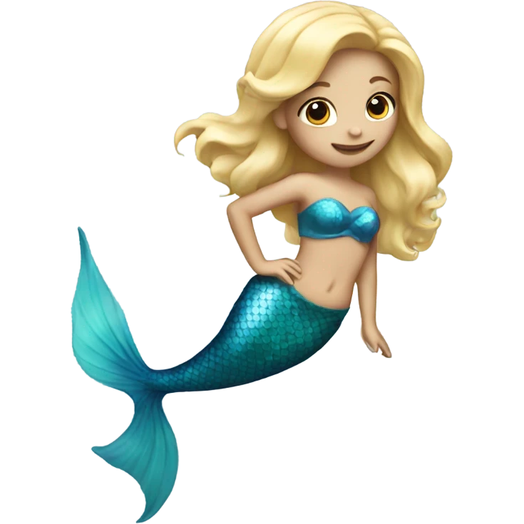 blonde mermaid with blue tail emoji