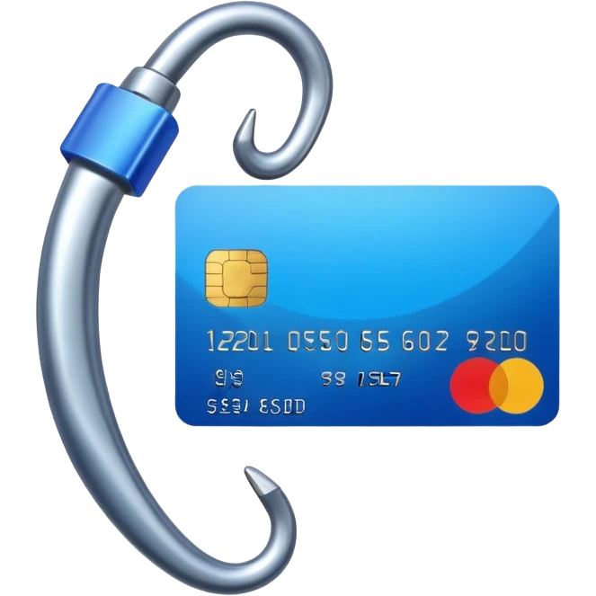 phishing, fishing hook holding a credit card emoji