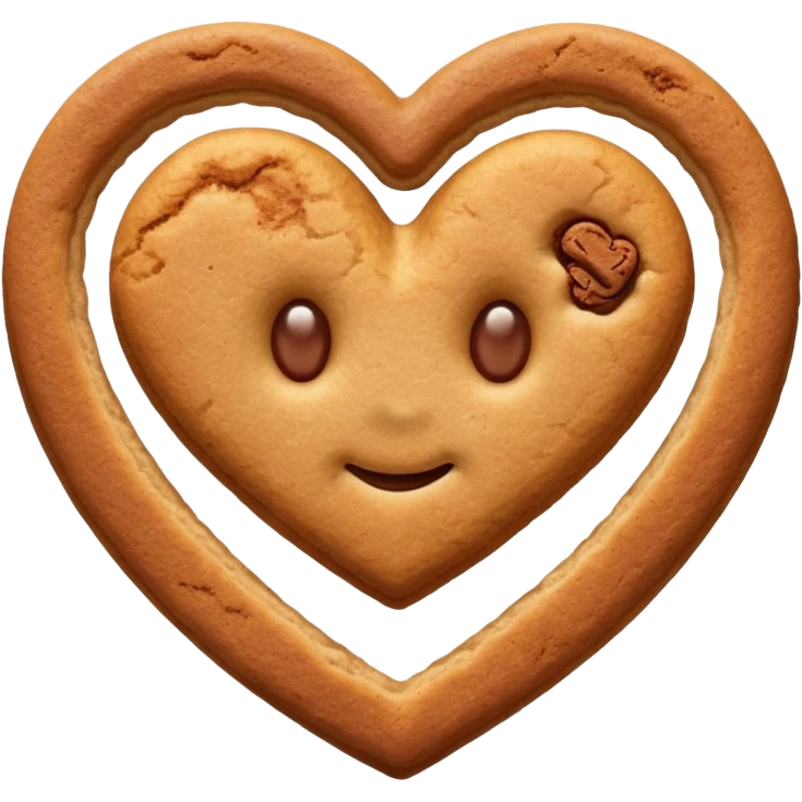 snicker doodle cookie with cinnamon powder on top in a heart shape cookie emoji