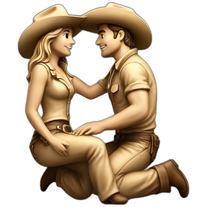 cowgirl position statue with two persons in love emoji