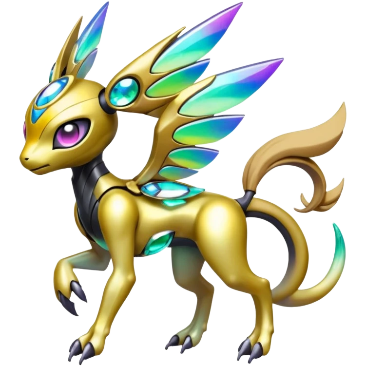 Futuristic Shiny Colorful Meloetta-Wargreymon-Trico-Pokémon-Digimon-Fakémon-fusion-hybrid-creature emoji