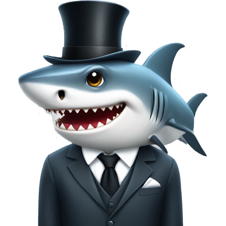 Shark with a suit and top hat emoji