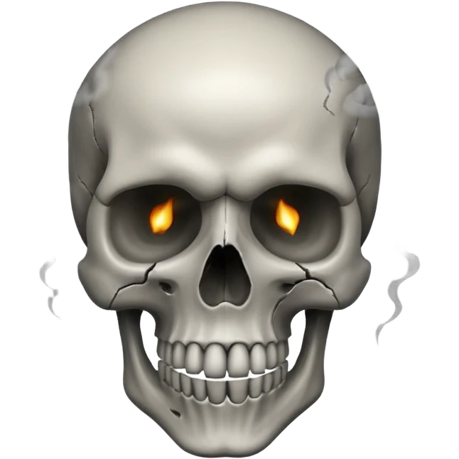 Make a skull emoji whose head is blasted off and smoke is coming from its head from inside emoji