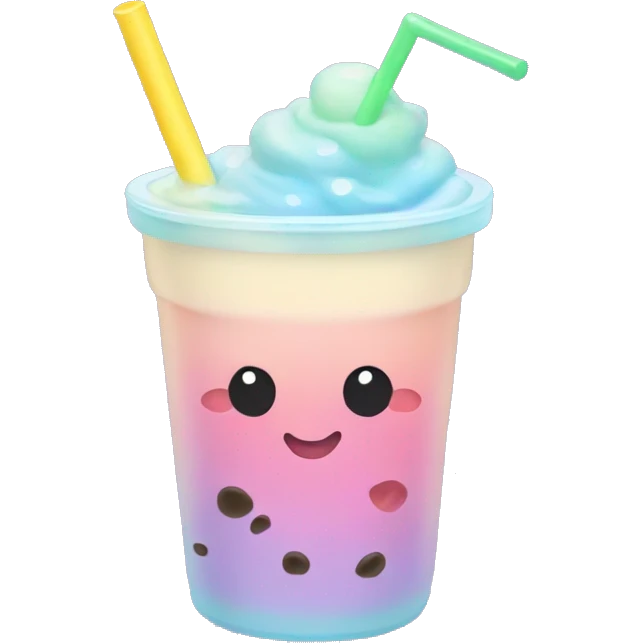 Pastel rainbow boba tea emoji