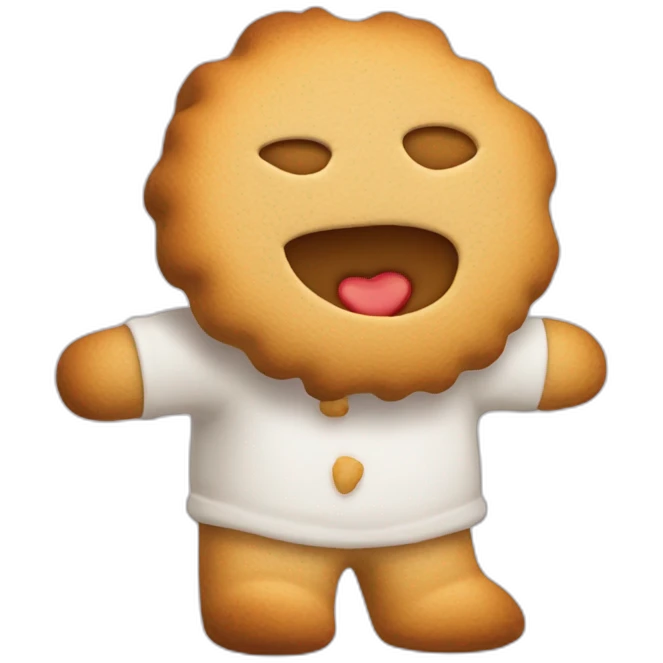 Un chamalot fait un hug à un biscuit emoji