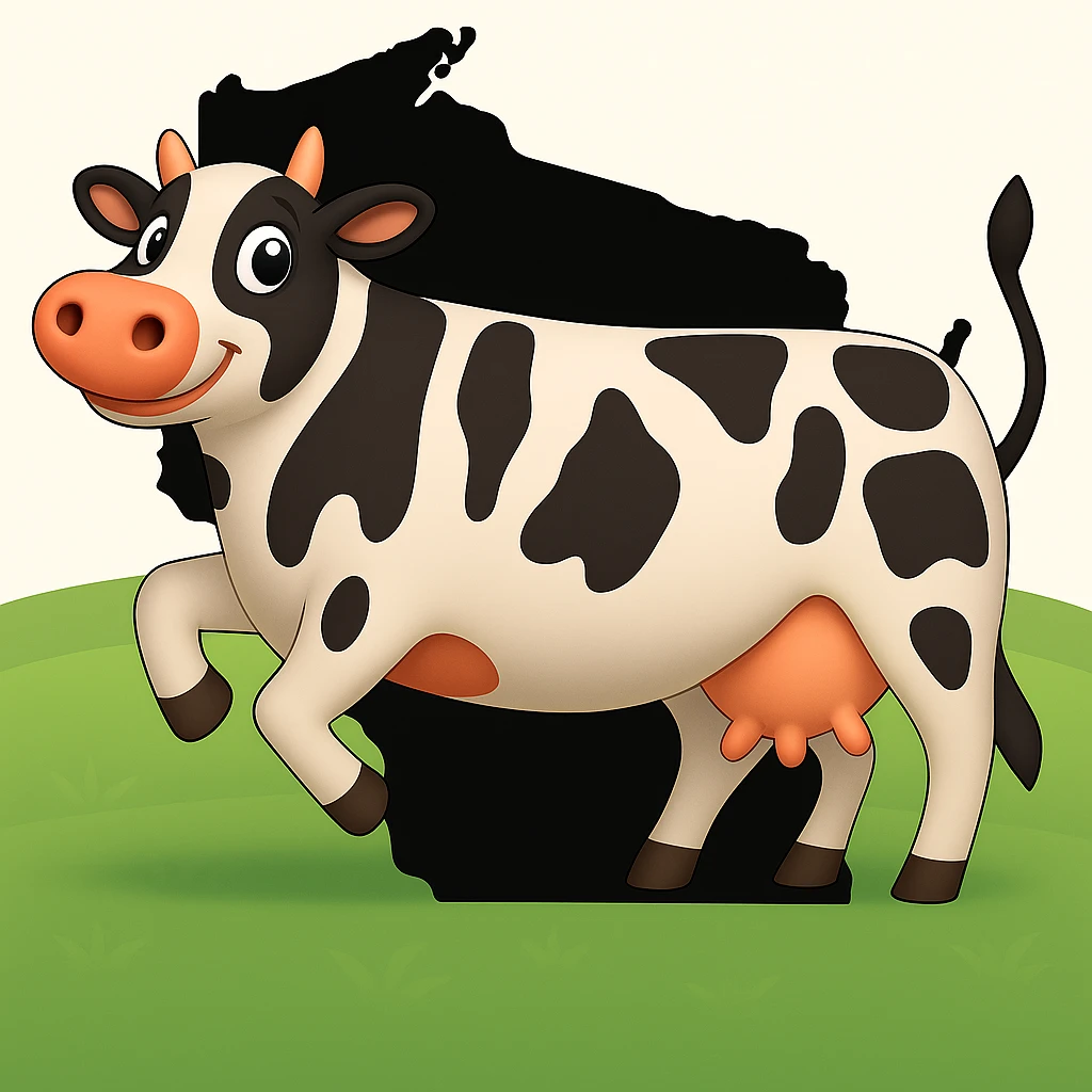 Add the outline of the state of Wisconsin in the background behind the cow and grass field emoji