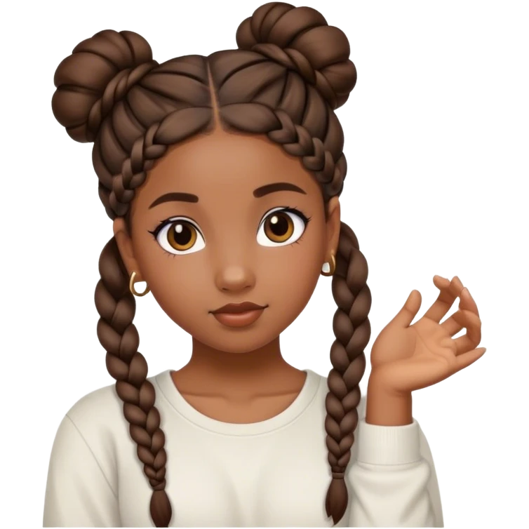 cute brown girl with braid buns hip-hop style emoji