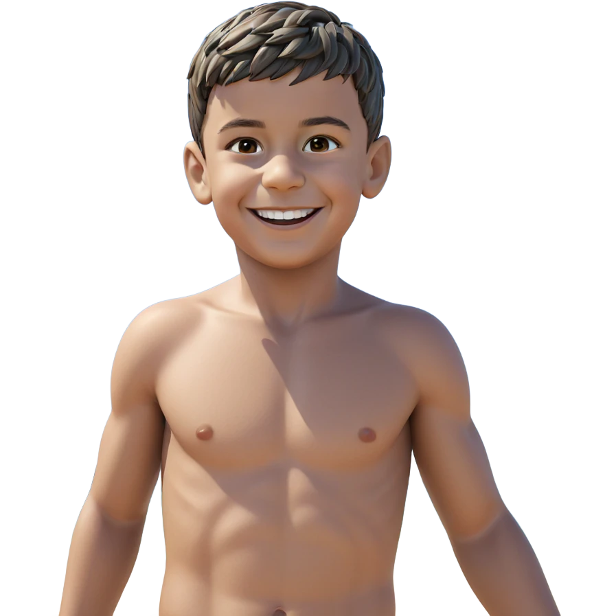 boy smiling at the beach emoji