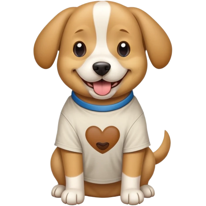 A Durbin dog wearing a T-shirt emoji
