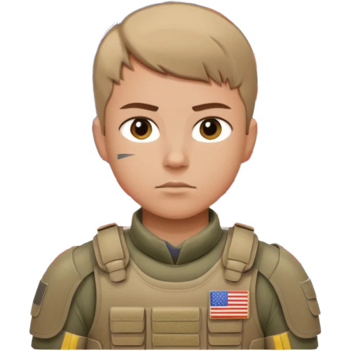 generate realistic white american soldier in body armor and full uniform with small usa flag on shoulder emoji