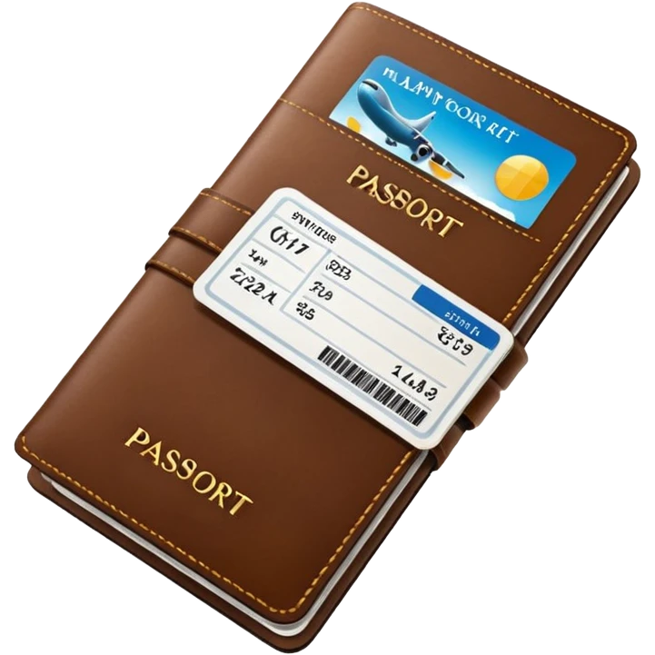 brown passaport and fly tickets emoji