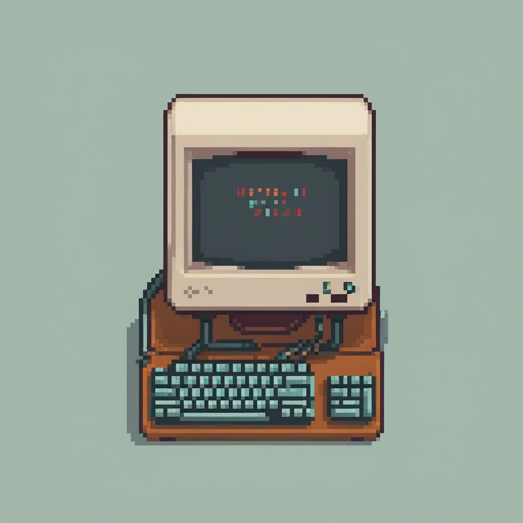 retro computer with code on screen emoji