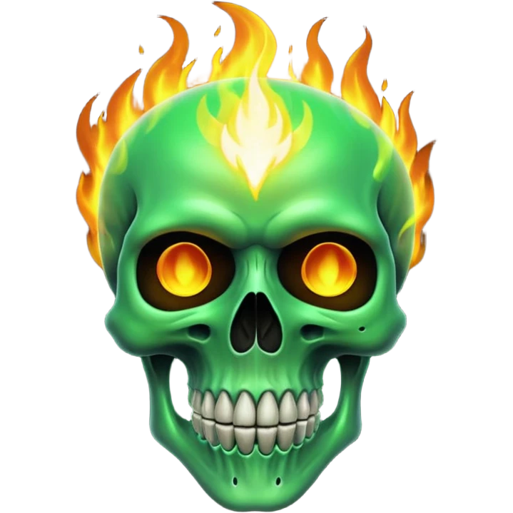 green flaming skull emoji