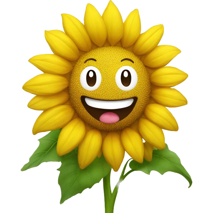 Sunflower with a cute smiley face emoji