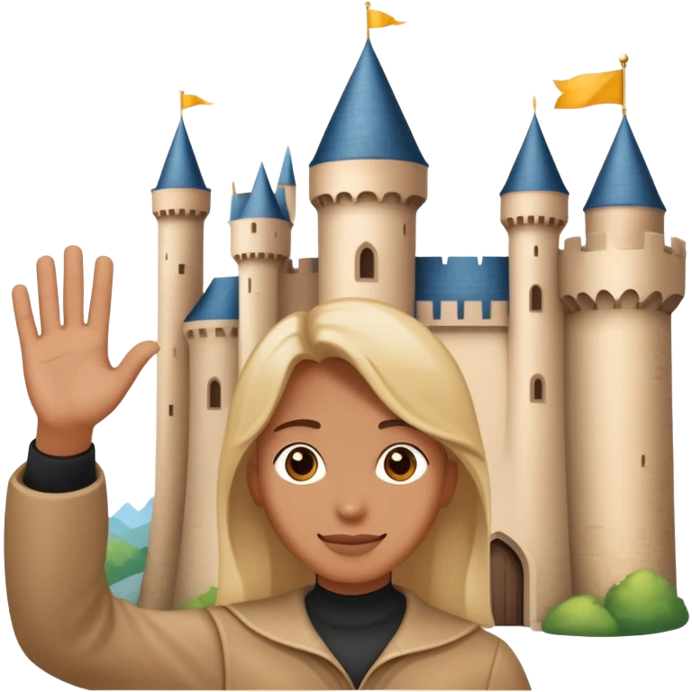 person waving in front of a castle emoji