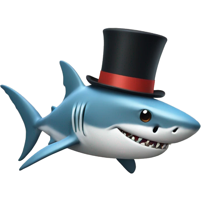 Shark with a top hat made of noodles emoji