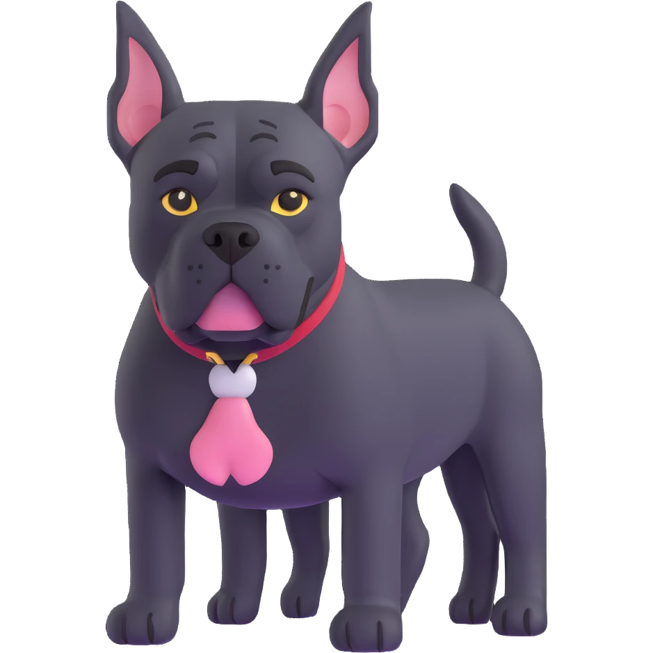 black Cane Corso dog with cropped ears and short tail emoji