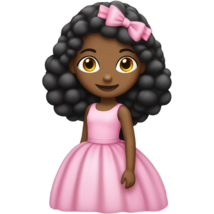 Niña de pelo negro largo y liso con corona de 15 y vestido largo y rosado emoji