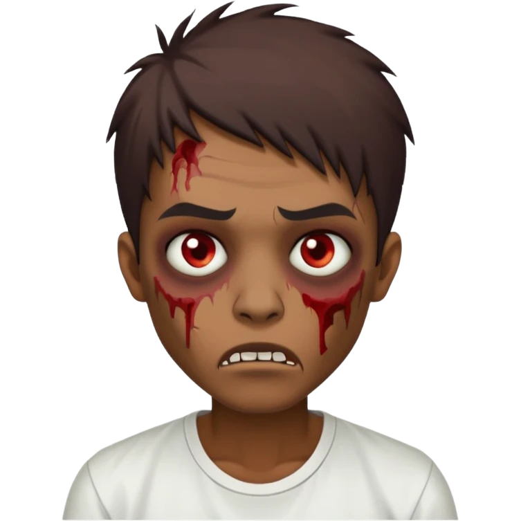 a zombie bronw emo man hard opium with white shirt emoji