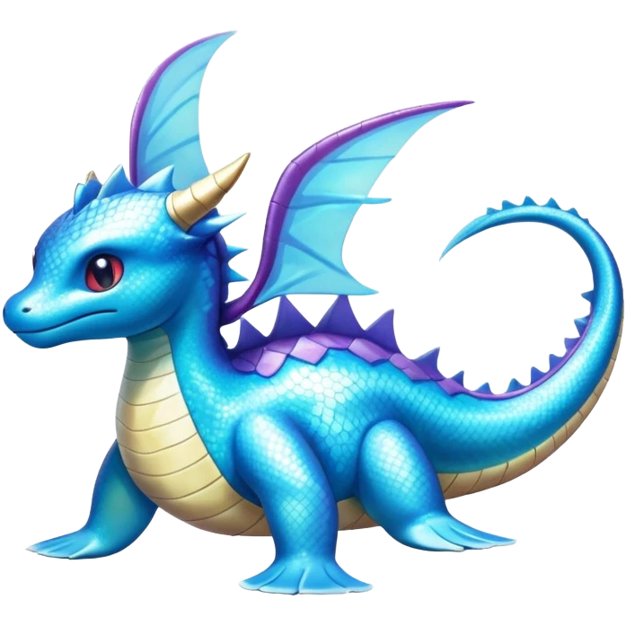 Shiny Exotic Colorful epic Lapras-Salamence-Vaporeon-Fakémon-hybrid-creature (full body)  emoji