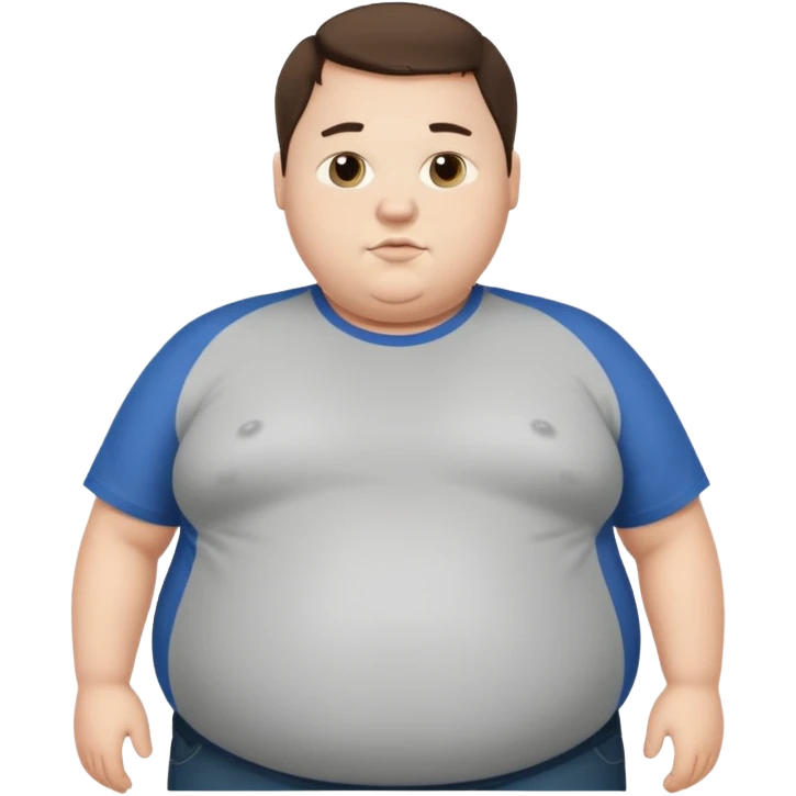 obese 20 year old brunette white male with large belly showing emoji